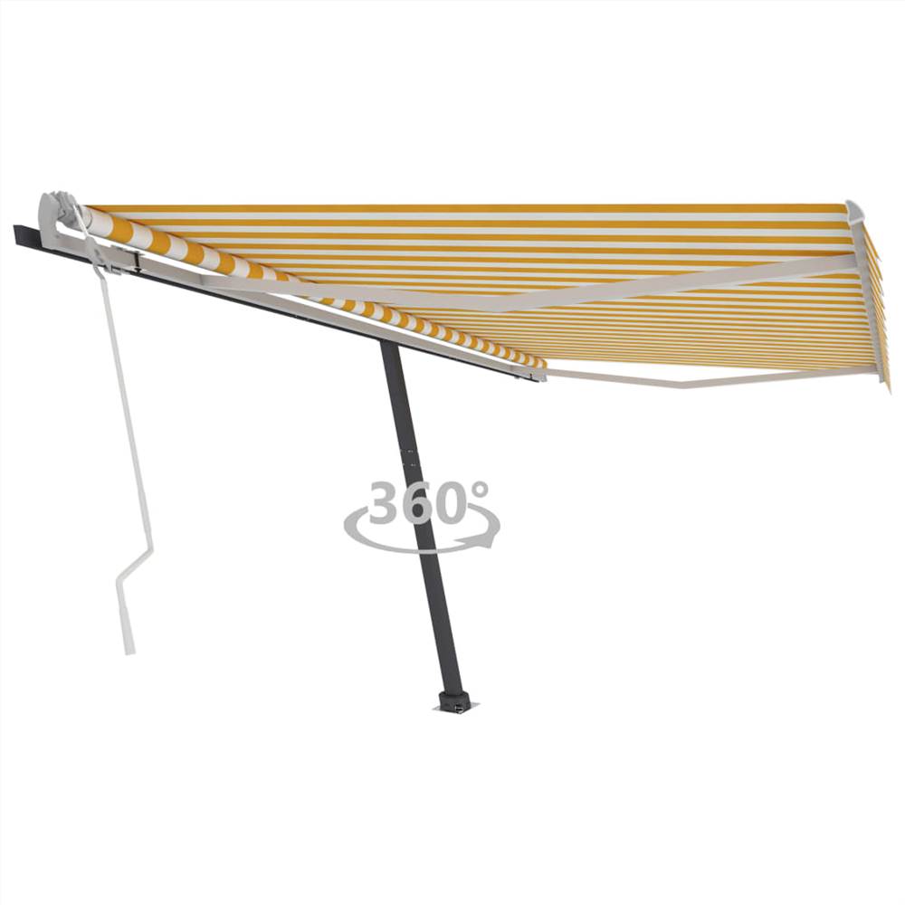 Freestanding Manual Retractable Awning 450x300 cm Yellow/White