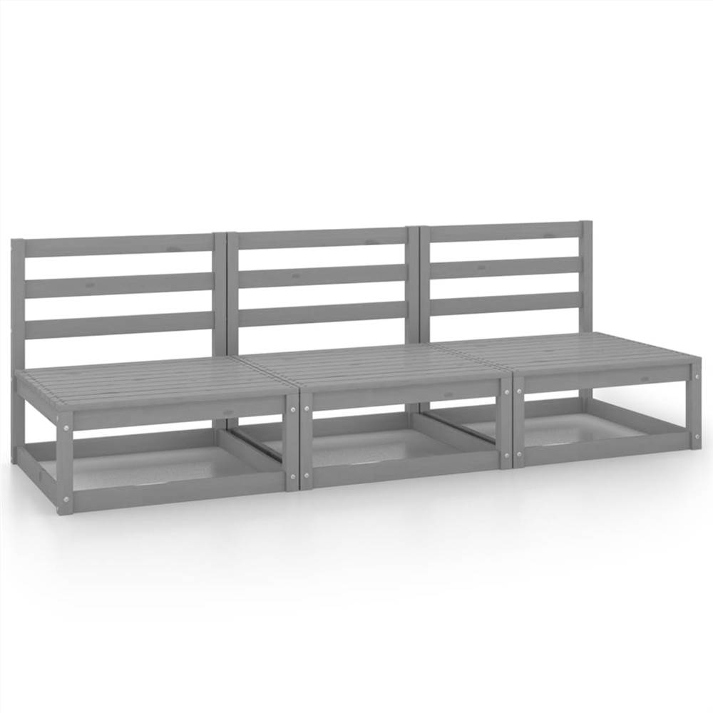 

Garden 3-Seater Sofa Grey Solid Pinewood