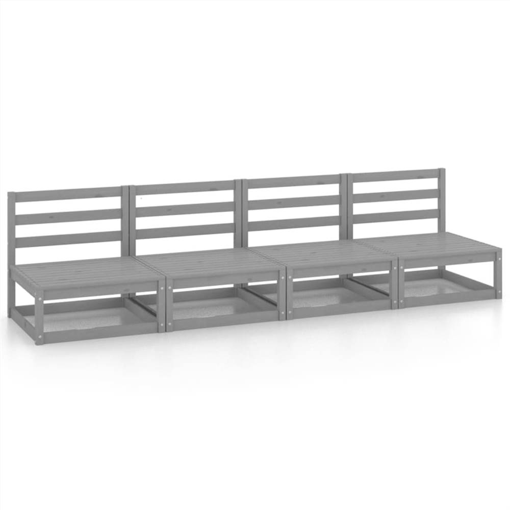 

Garden 4-Seater Sofa Grey Solid Pinewood