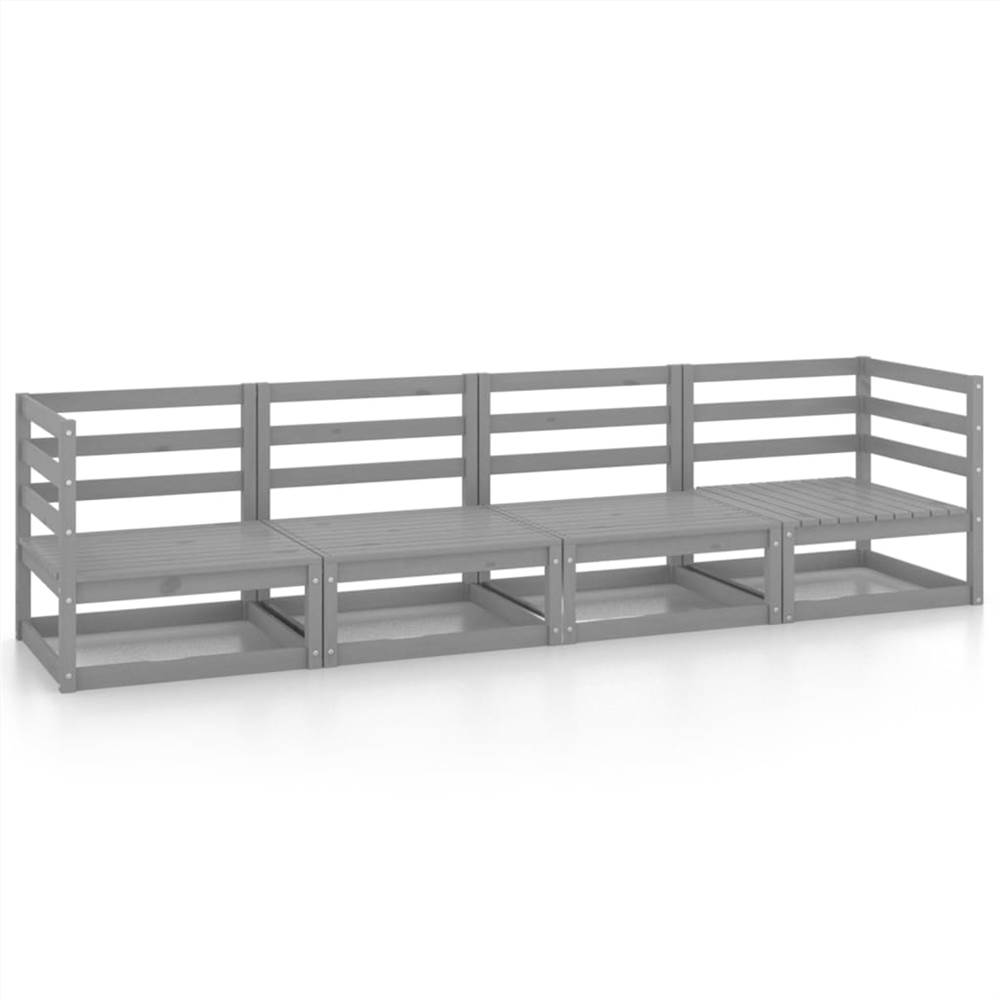 

Garden 4-Seater Sofa Grey Solid Pinewood