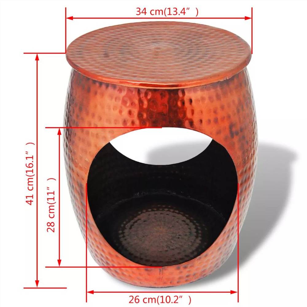 Hocker/Side Table Barrel Shape Copper Brown
