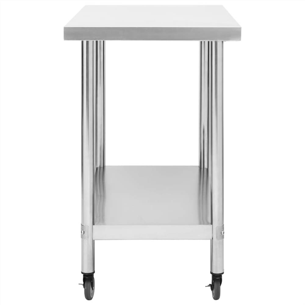 Kitchen Work Table with Wheels 100x30x85 cm Stainless Steel