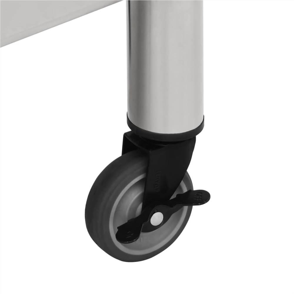 Kitchen Work Table with Wheels 60x45x85 cm Stainless Steel