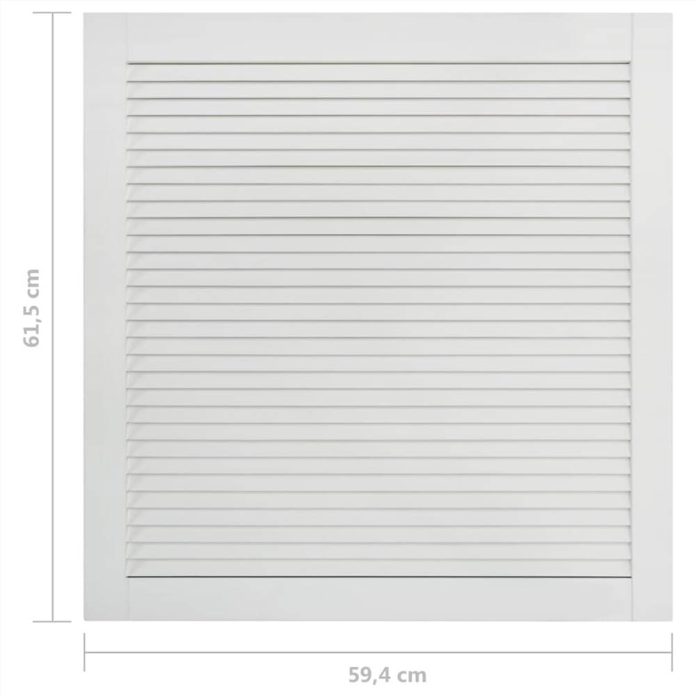 Louvred Door Solid Pine Wood White 61.5x59.4cm