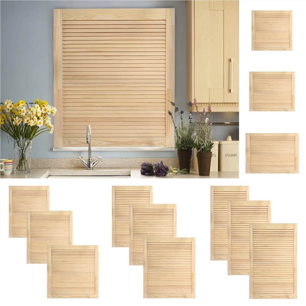 

Louvred Doors 2 pcs Solid Pine Wood 99.3x59.4cm