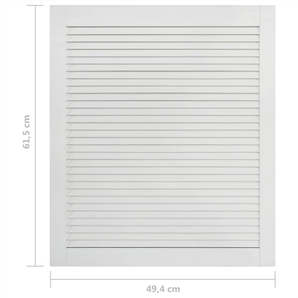 Louvred Doors 2 pcs Solid Pine Wood White 61.5x49.4cm