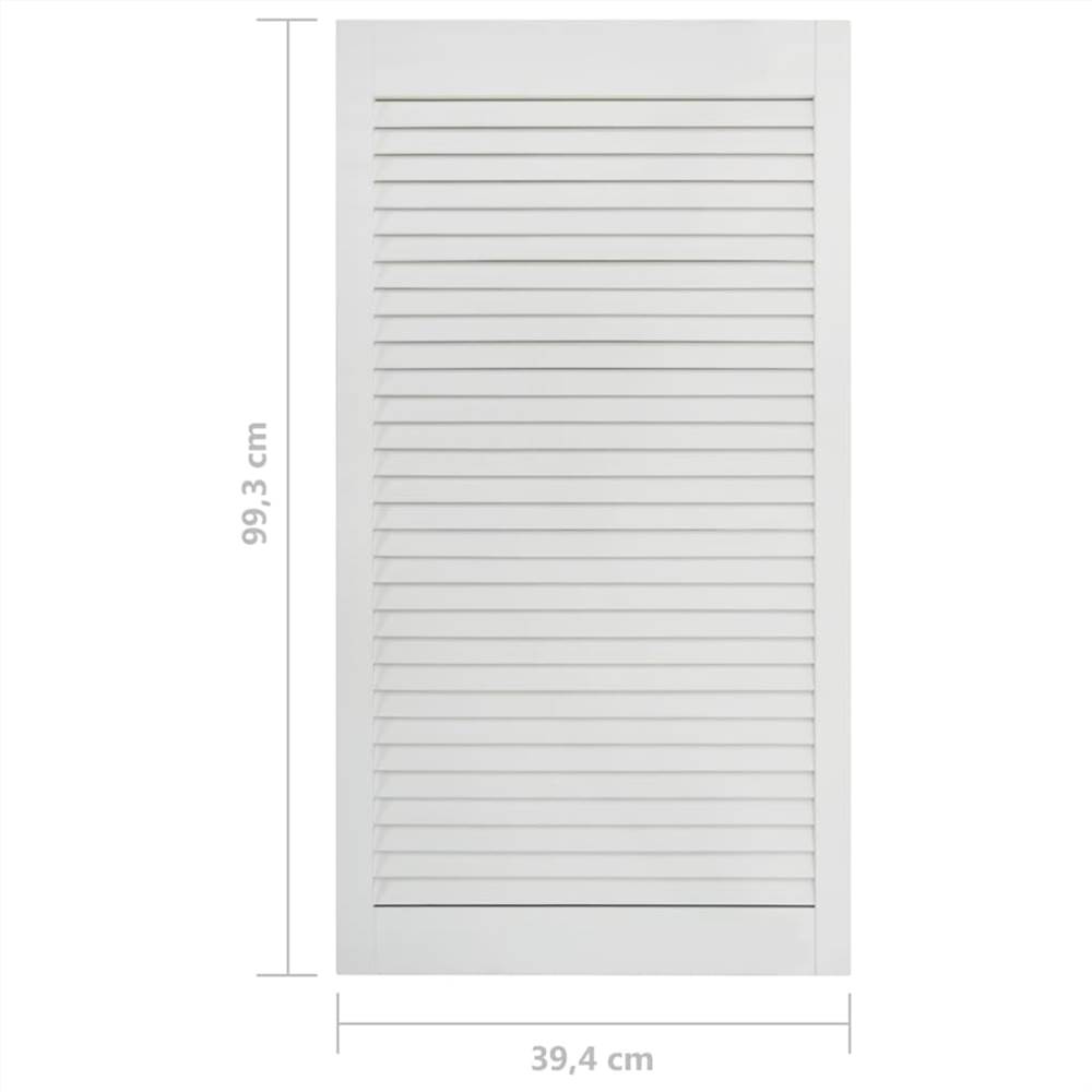 Louvred Doors 2 pcs Solid Pine Wood White 99.3x39.4cm