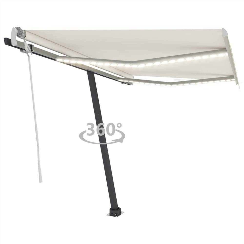

Manual Retractable Awning with LED 350x250 cm Cream