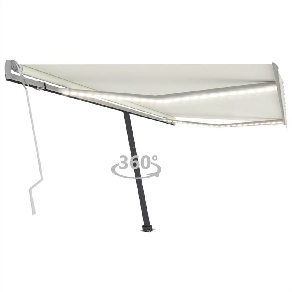 

Manual Retractable Awning with LED 450x350 cm Cream