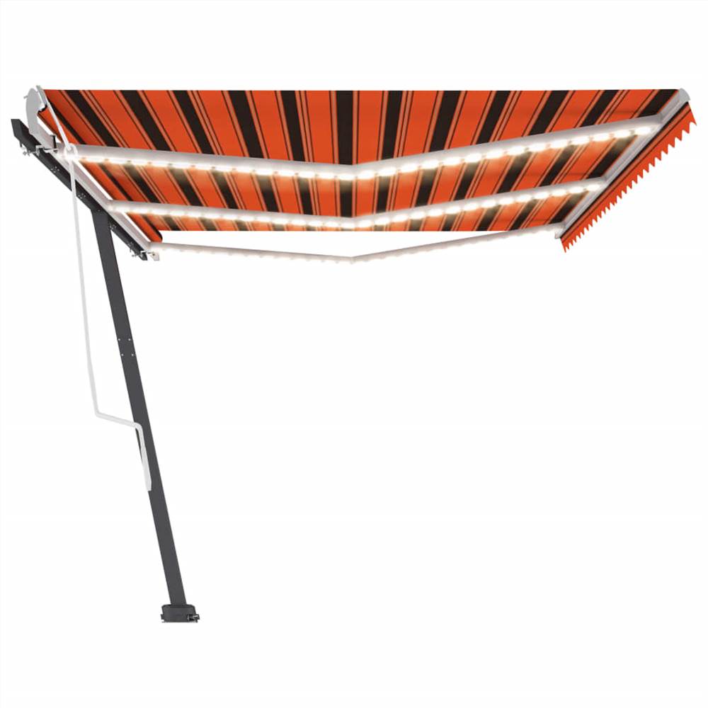Manual Retractable Awning with LED 600x300 cm Orange and Brown