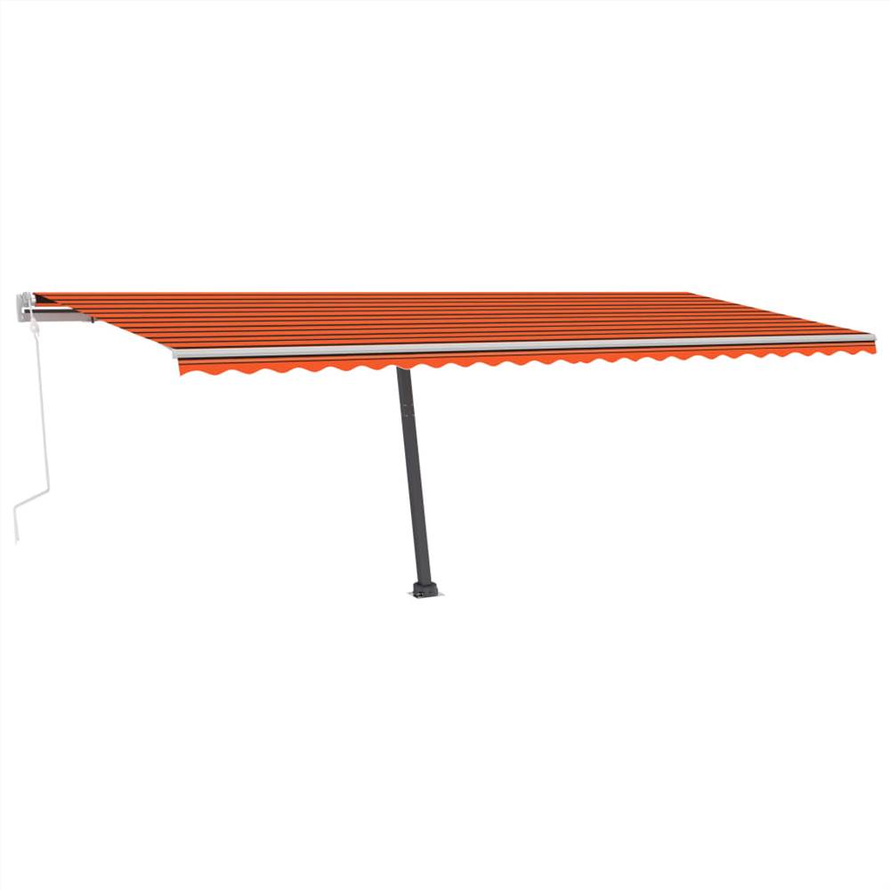 Manual Retractable Awning with LED 600x300 cm Orange and Brown