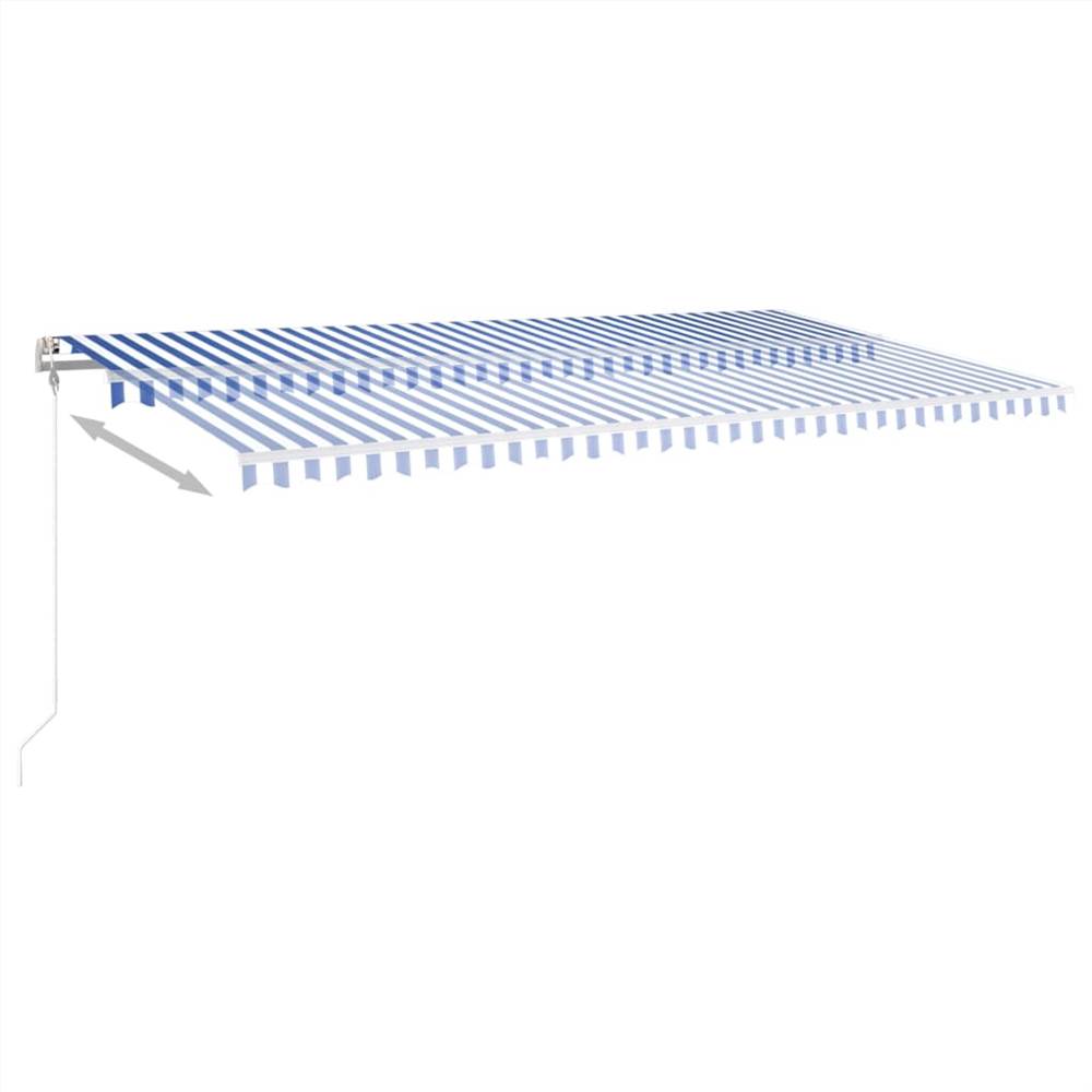 Manual Retractable Awning with LED 600x350 cm Blue and White