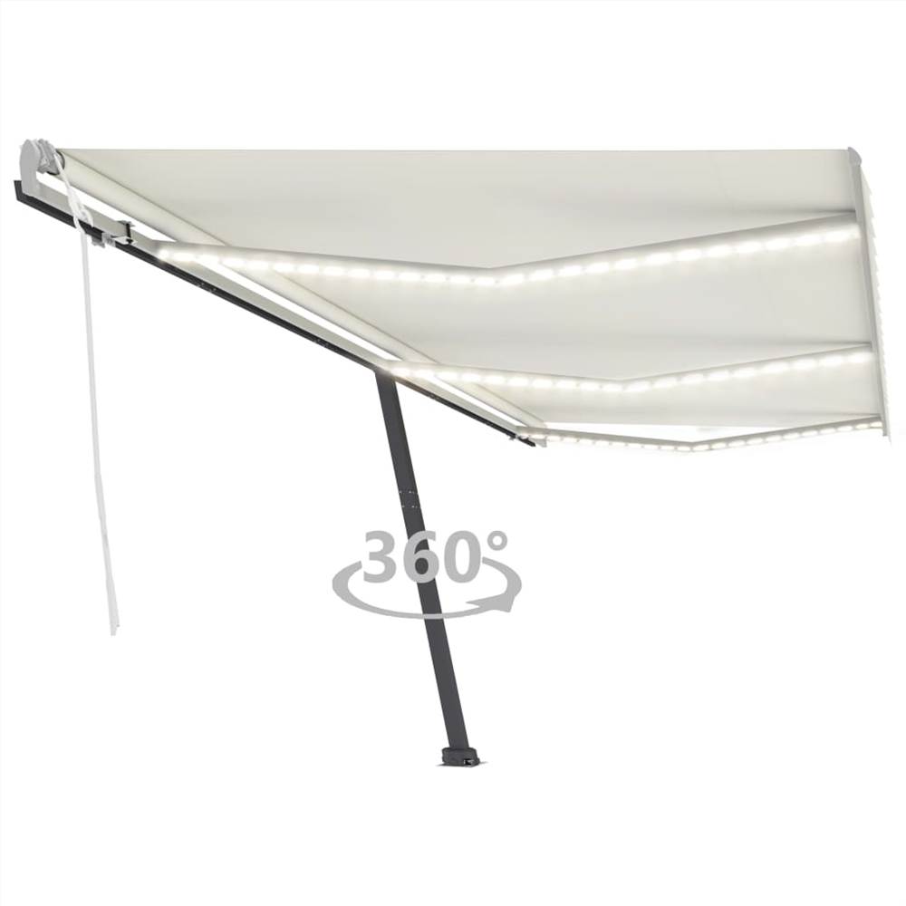 

Manual Retractable Awning with LED 600x350 cm Cream