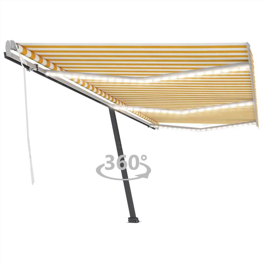 

Manual Retractable Awning with LED 600x350 cm Yellow and White