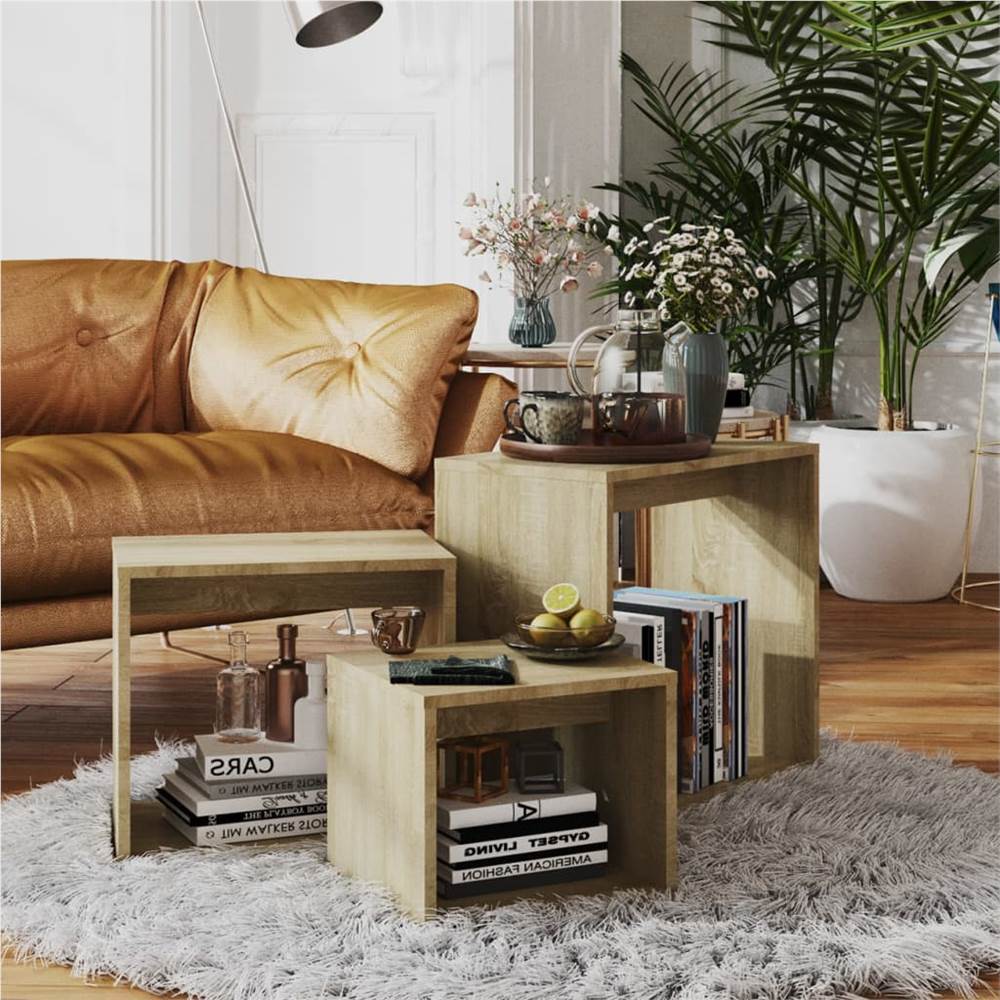 

Nesting Tables 3 pcs Sonoma Oak Chipboard