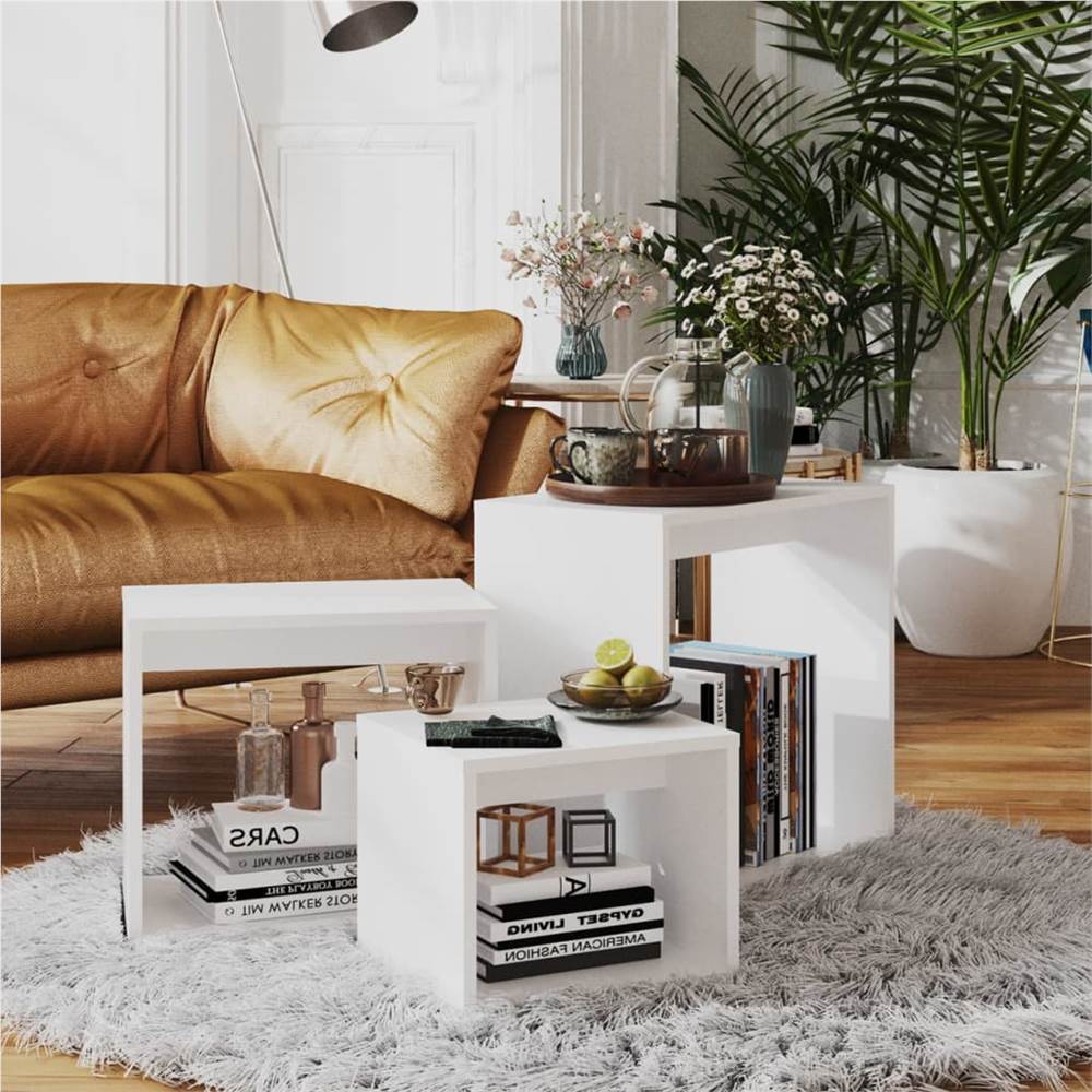 

Nesting Tables 3 pcs White Chipboard