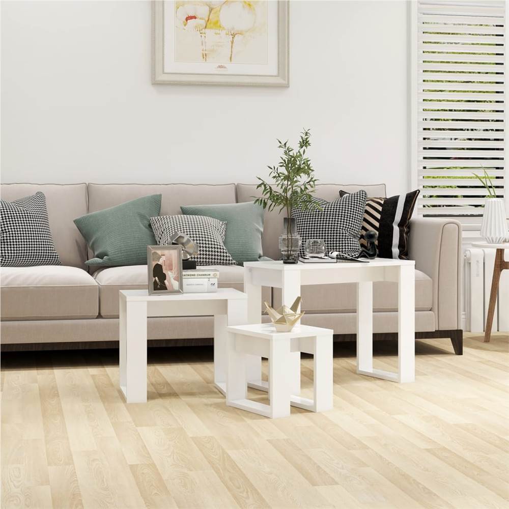 

Nesting Tables 3 pcs White Chipboard
