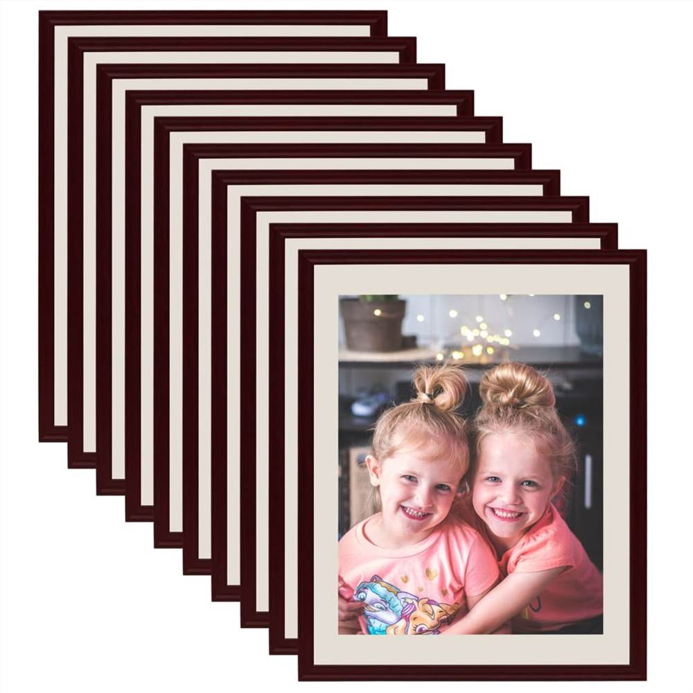 

Photo Frames Collage 10 pcs for Wall or Table Dark Red 18x24 cm