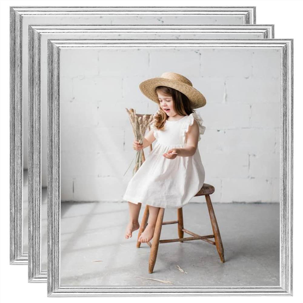 

Photo Frames Collage 3 pcs for Wall or Table Silver 50x50cm MDF