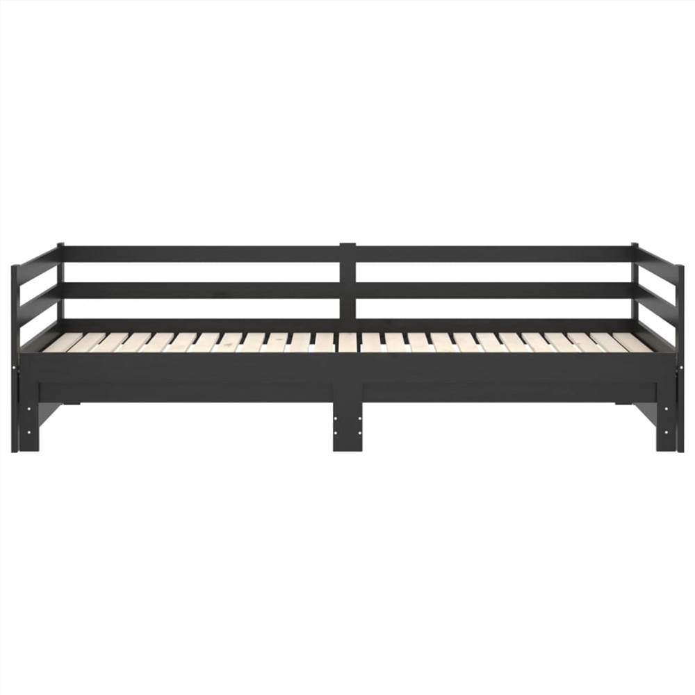 Pull-out Day Bed Black Solid Pinewood 2x