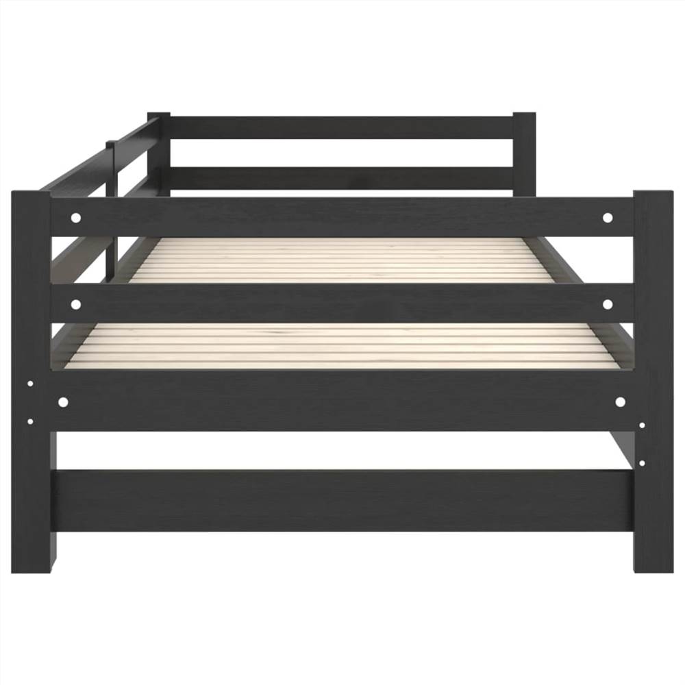Pull-out Day Bed Black Solid Pinewood 2x