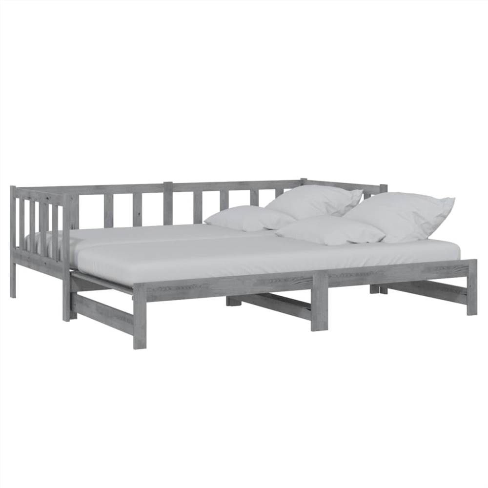 Pull-out Day Bed Grey Solid Pinewood 2x