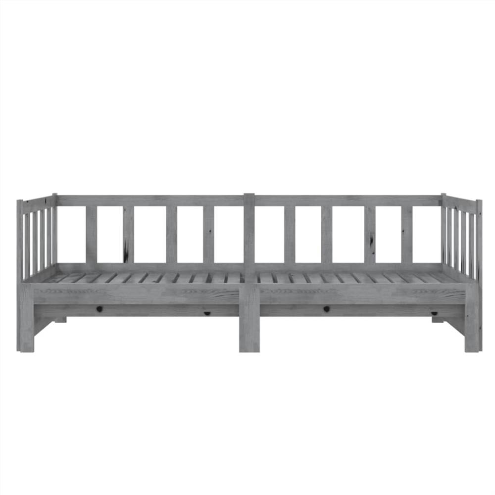 Pull-out Day Bed Grey Solid Pinewood 2x