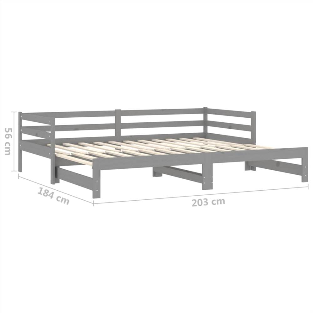 Pull-out Day Bed Grey Solid Pinewood 2x