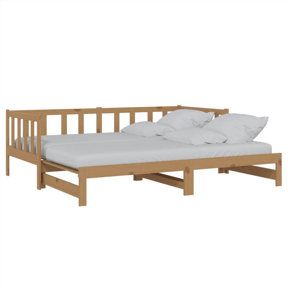 Pull-out Day Bed Honey Brown Solid Pinewood 2x