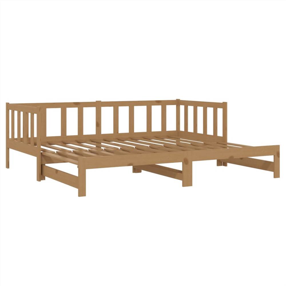 Pull-out Day Bed Honey Brown Solid Pinewood 2x
