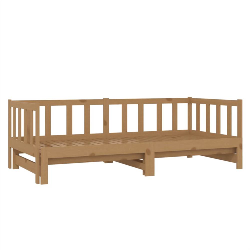 Pullout Day Bed Honey Brown Solid Pinewood 2x