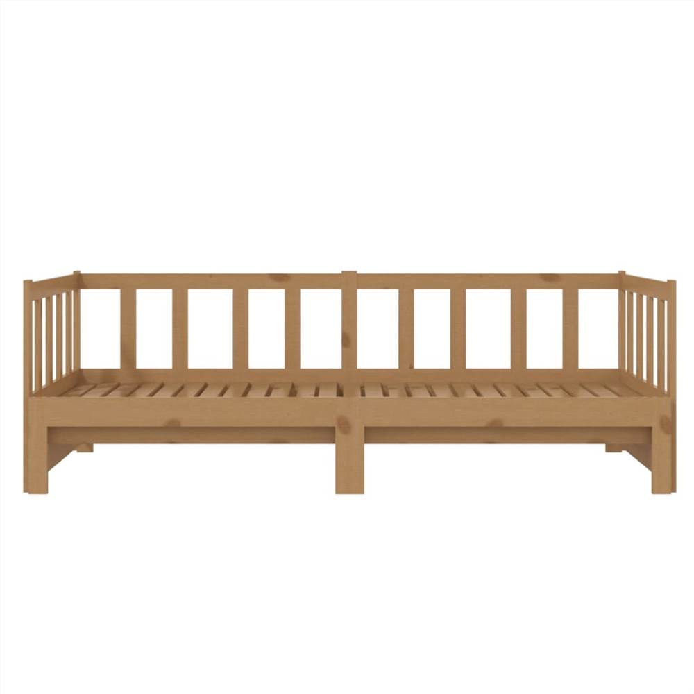 Pull-out Day Bed Honey Brown Solid Pinewood 2x