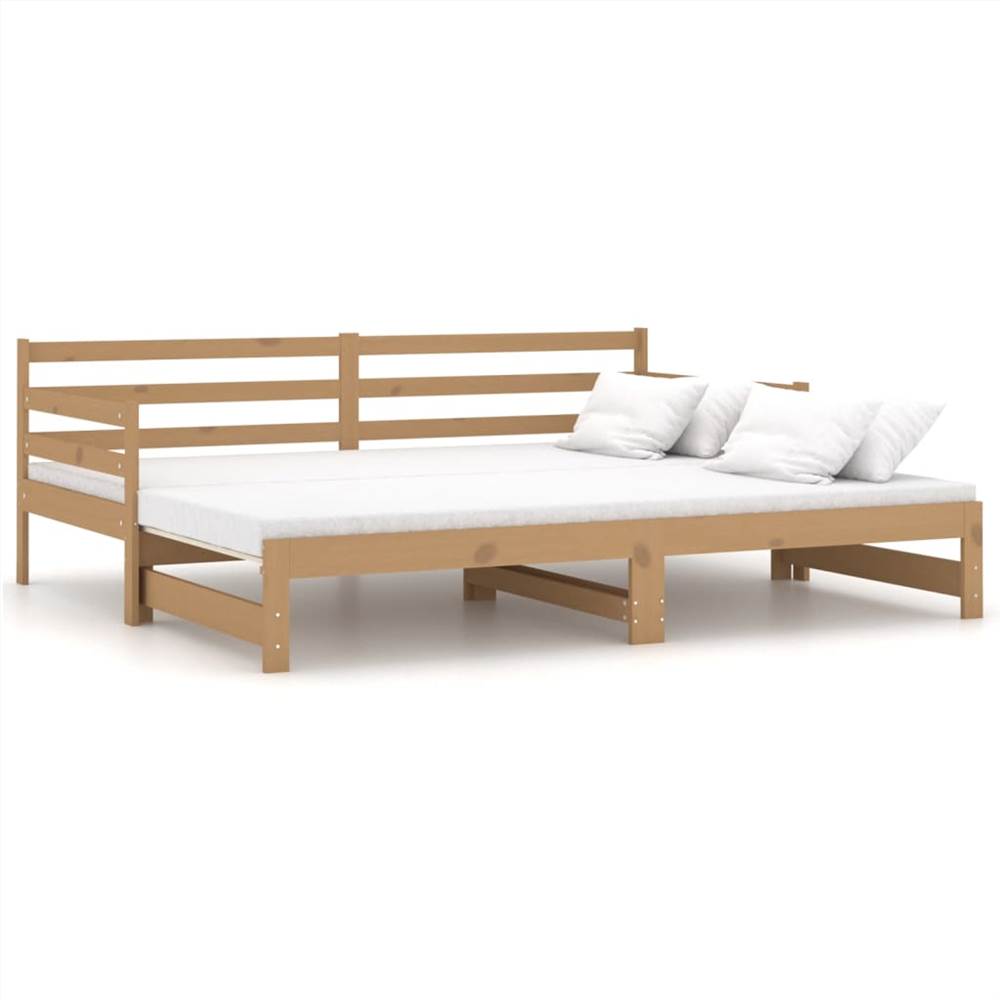 Pull-out Day Bed Honey Brown Solid Pinewood 2x