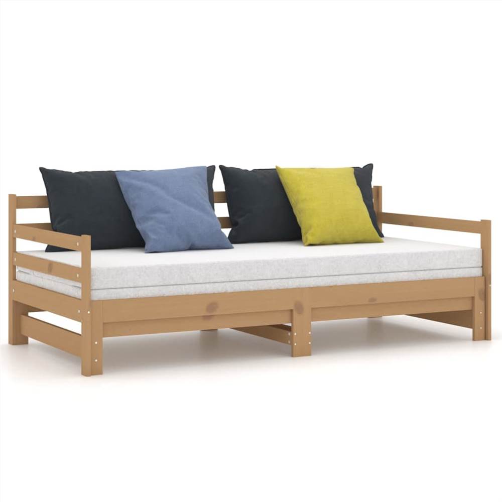 Pull-out Day Bed Honey Brown Solid Pinewood 2x