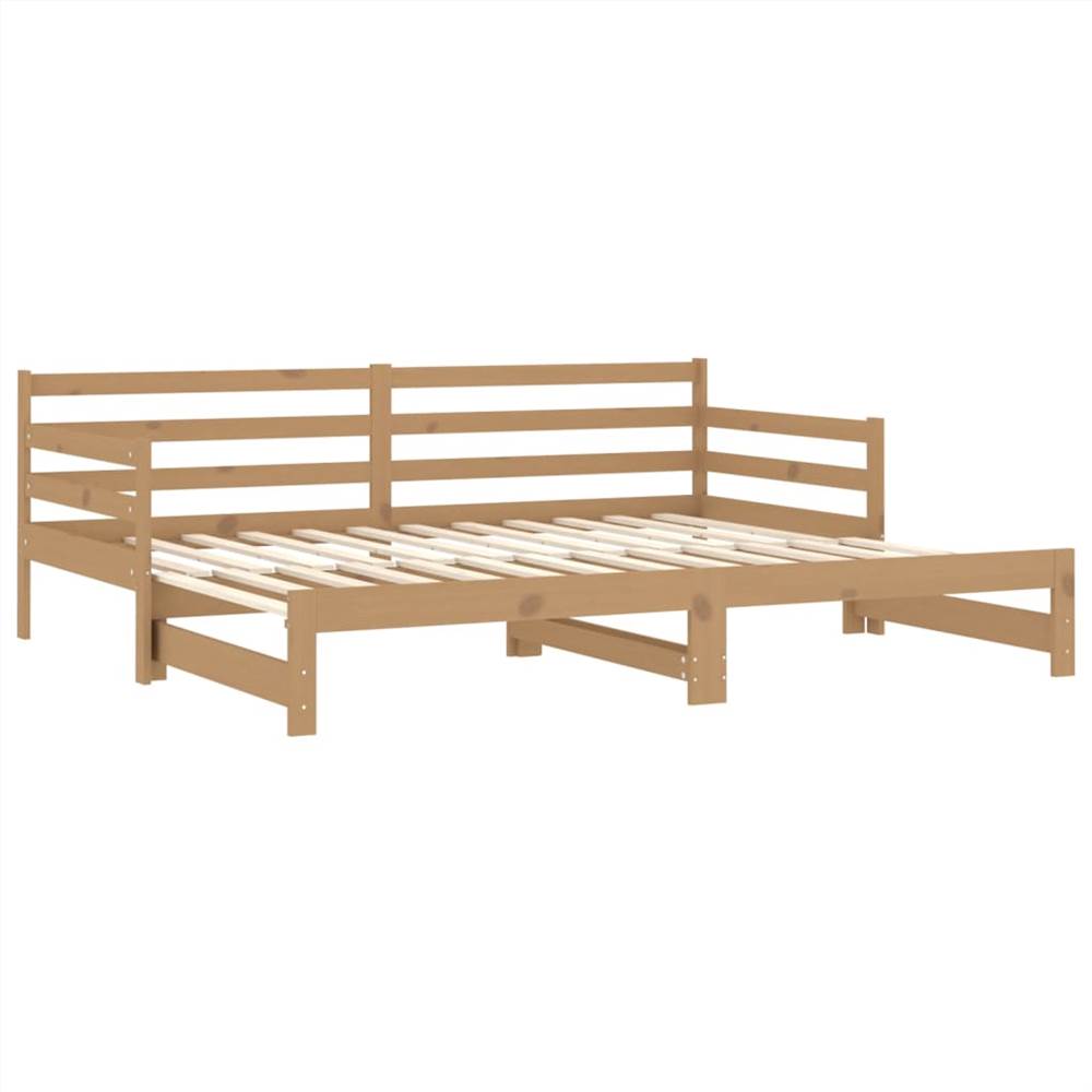 Pull-out Day Bed Honey Brown Solid Pinewood 2x