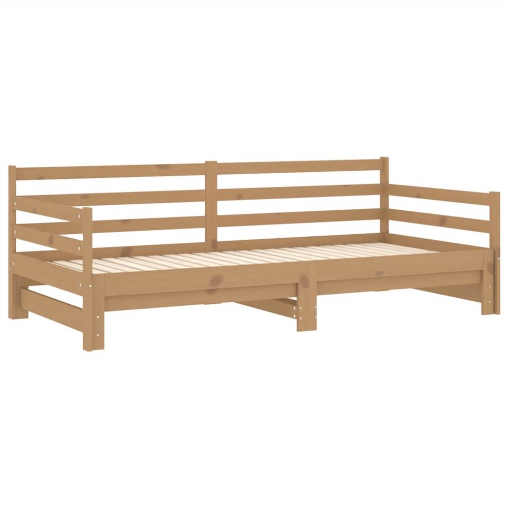 Pull-out Day Bed Honey Brown Solid Pinewood 2x