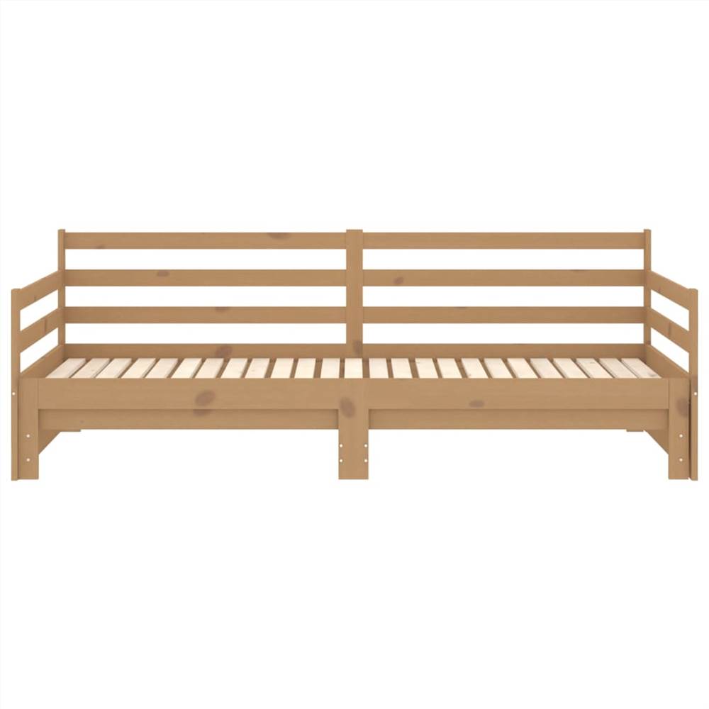 Pull-out Day Bed Honey Brown Solid Pinewood 2x