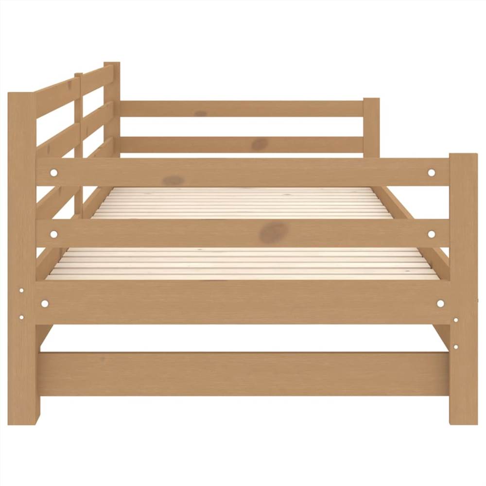 Pullout Day Bed Honey Brown Solid Pinewood 2x