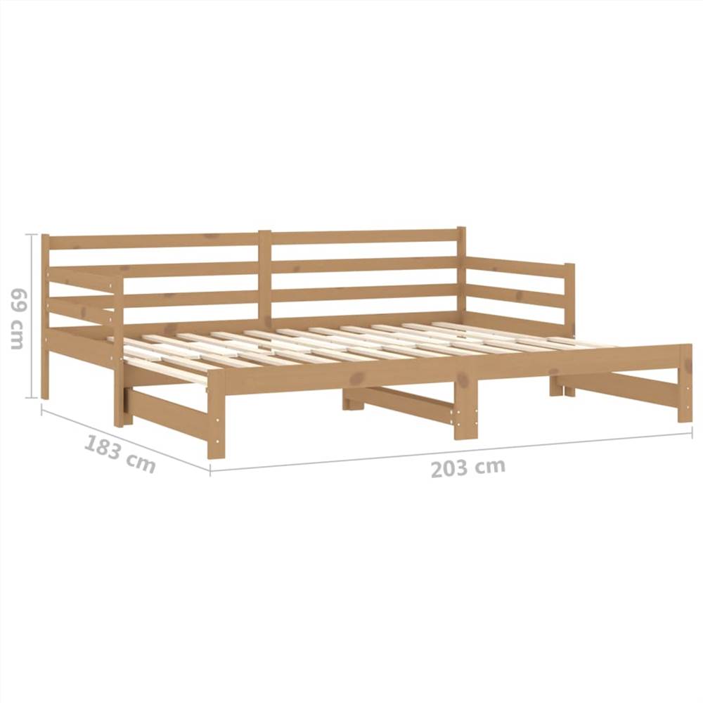 Pull-out Day Bed Honey Brown Solid Pinewood 2x