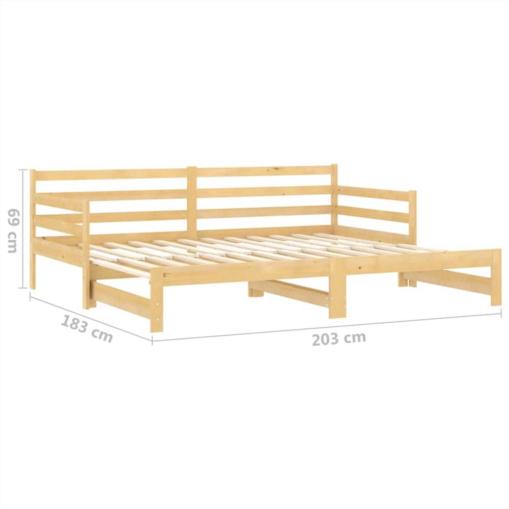 Pull-out Day Bed Solid Pinewood 2x