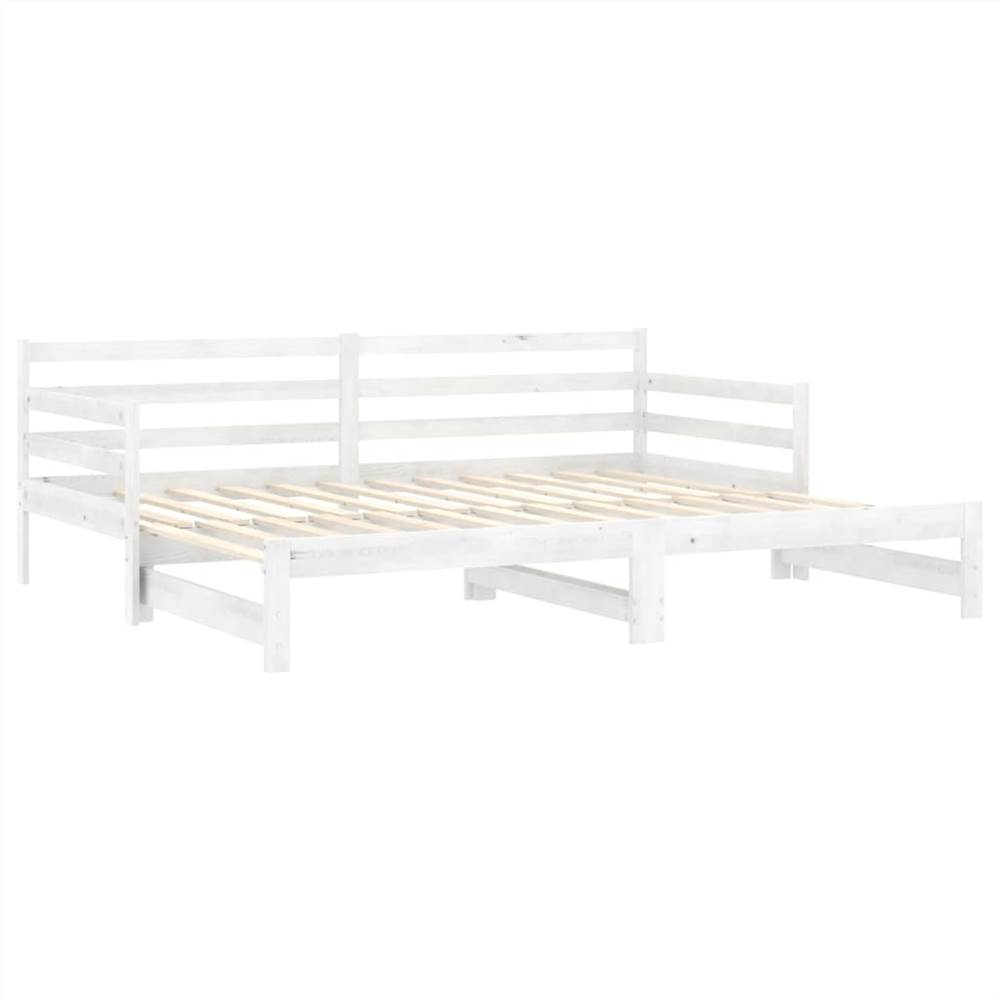 Pullout Day Bed White Solid Pinewood 2x