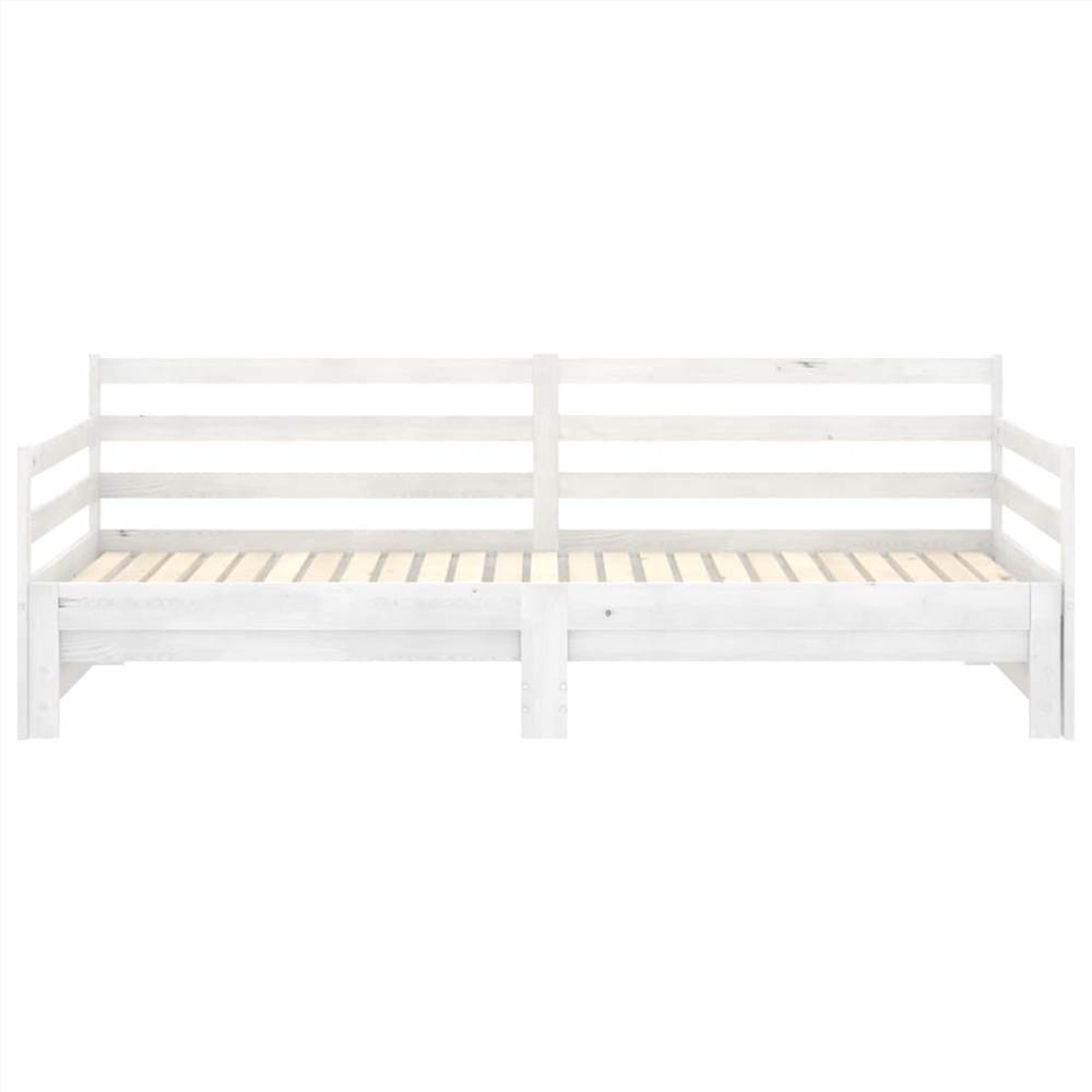 Pull-out Day Bed White Solid Pinewood 2x