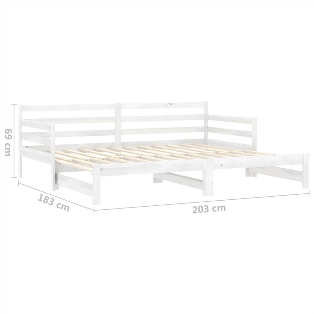 Pull-out Day Bed White Solid Pinewood 2x