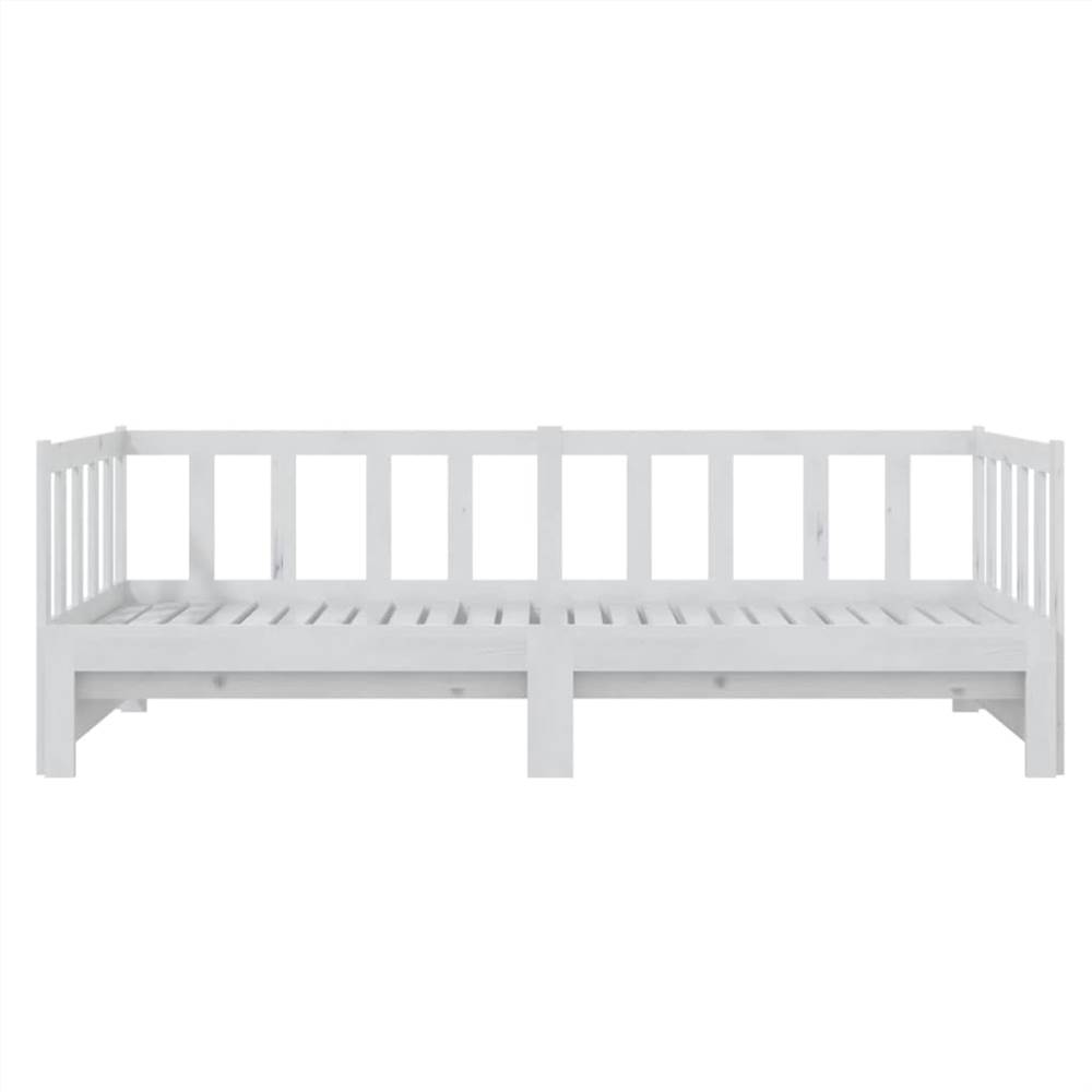 Pull-out Day Bed White Solid Pinewood 2x