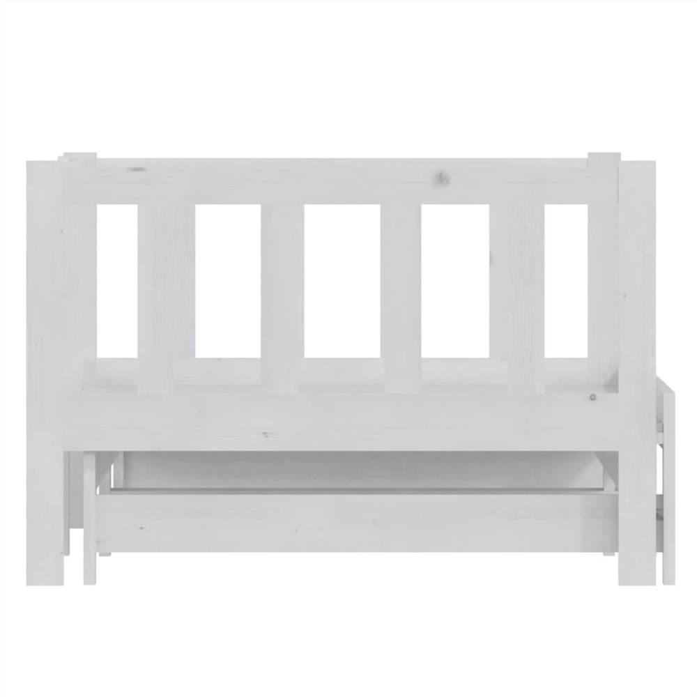 Pull-out Day Bed White Solid Pinewood 2x