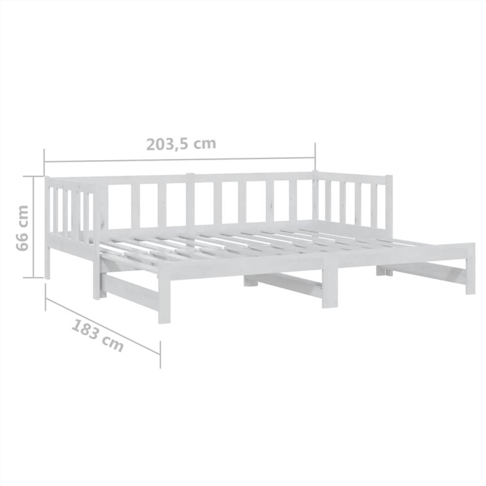Pull-out Day Bed White Solid Pinewood 2x