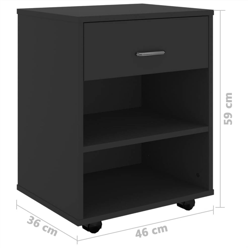 Rolling Cabinet Black 46x36x59 cm Chipboard