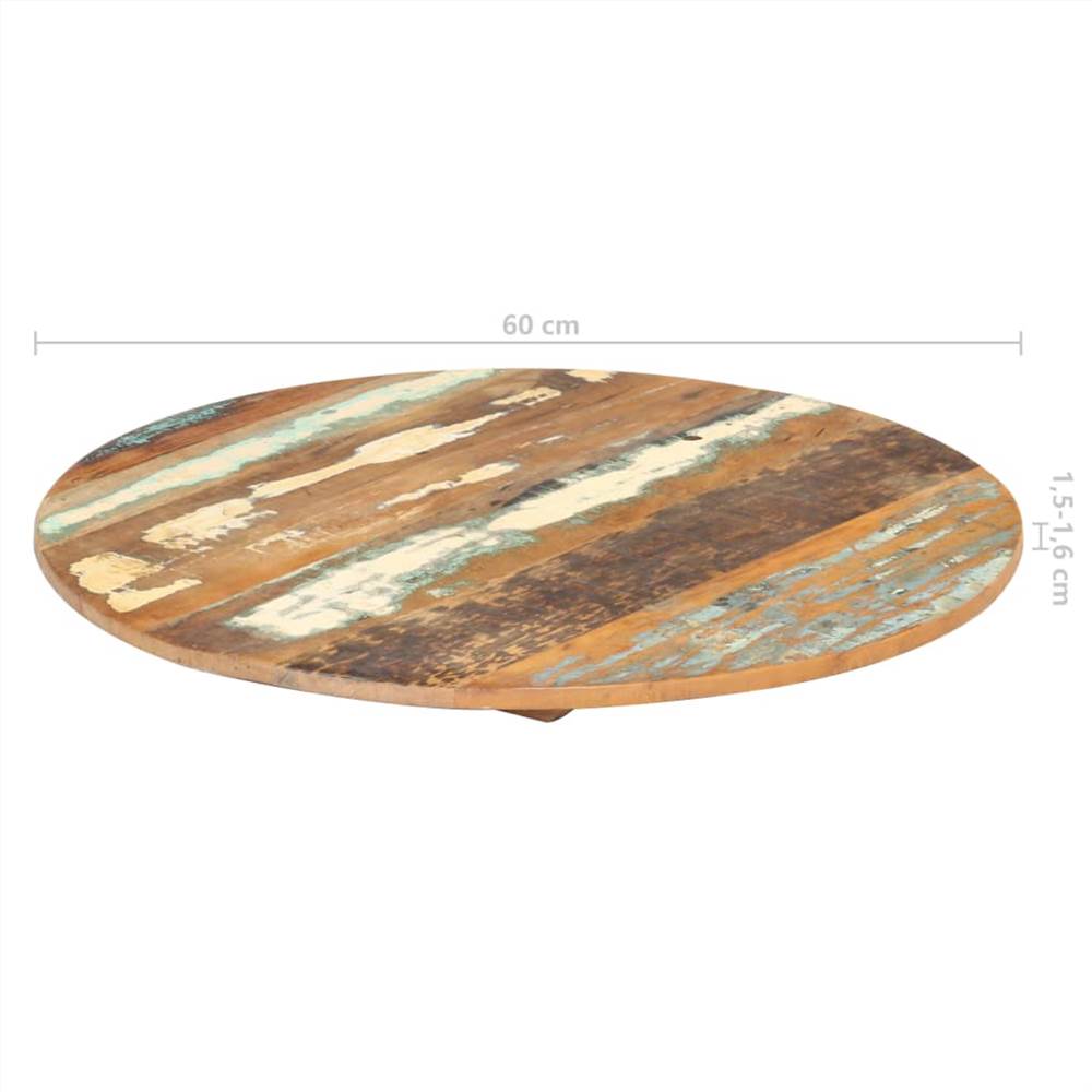 Round Table Top 60 cm 15-16 mm Solid Reclaimed Wood
