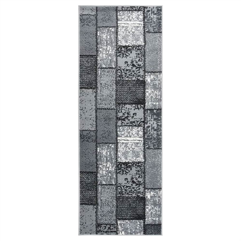 Runner Rug BCF Grey with Block Pattern 80x150 cm