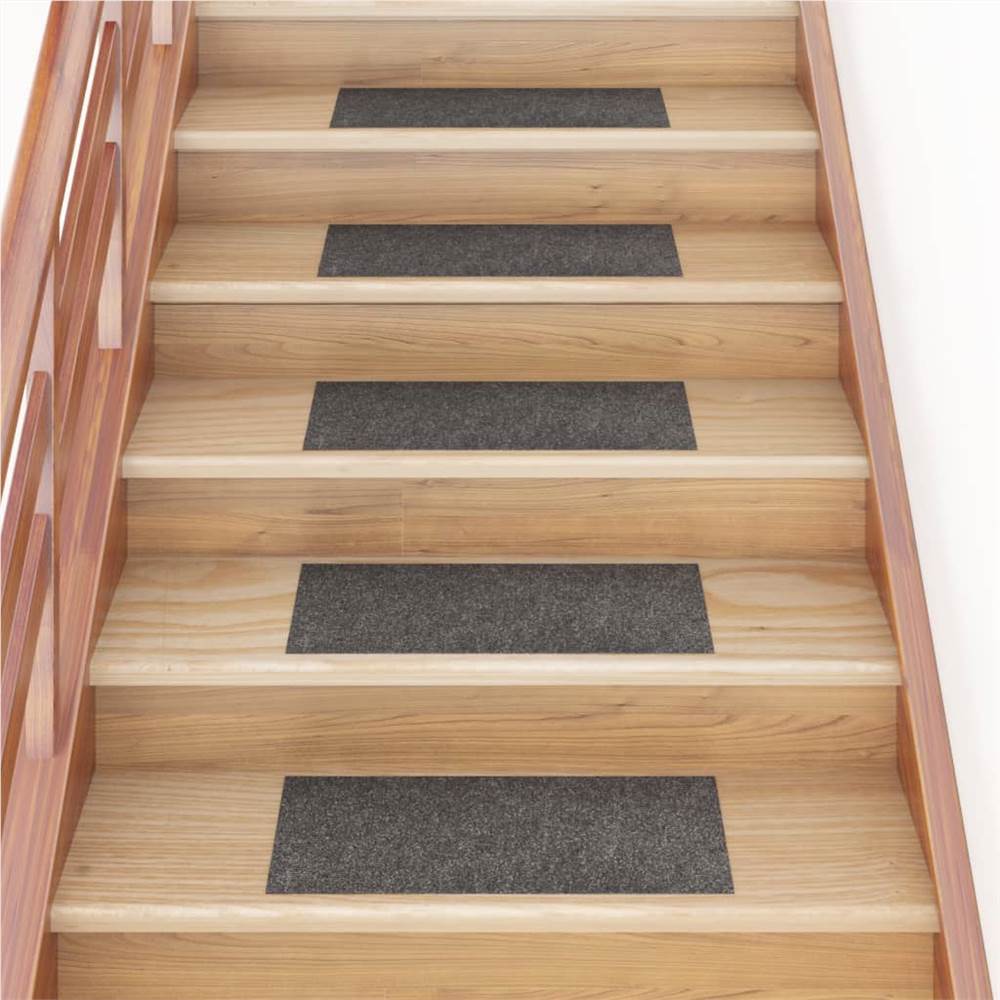 Self-adhesive Stair Mats Rectangular 15 pcs 60x25 cm Grey Brown